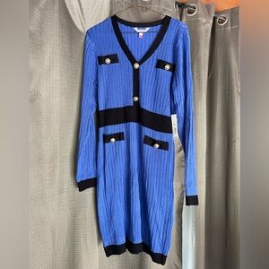 Nwt no boundries brand size Xl women’s saphire blue with black trim dress
